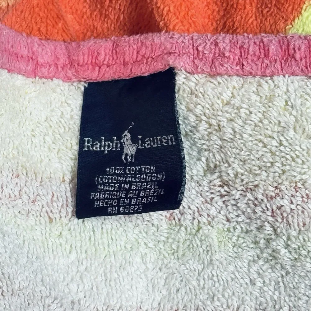 Ralph Lauren Multicolor Striped Beach Towel Spell Out Ralph Lauren Pink Wht Ylw